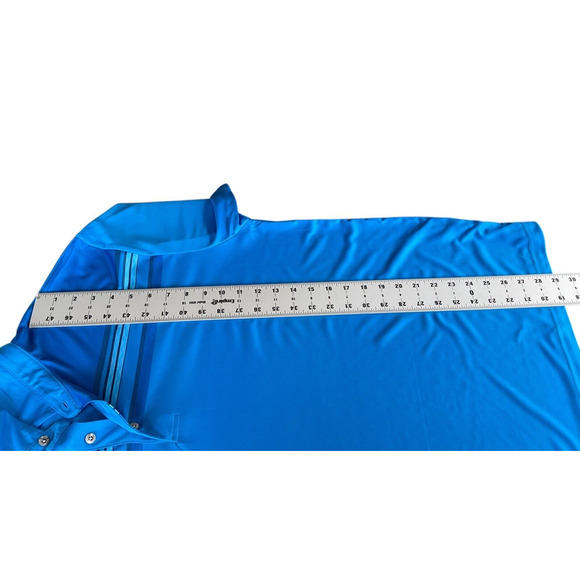 PGA Tour Golf  Men's Large Blue Polo Shirt Striped Performance Moisture Wicking - Picture 6 of 9